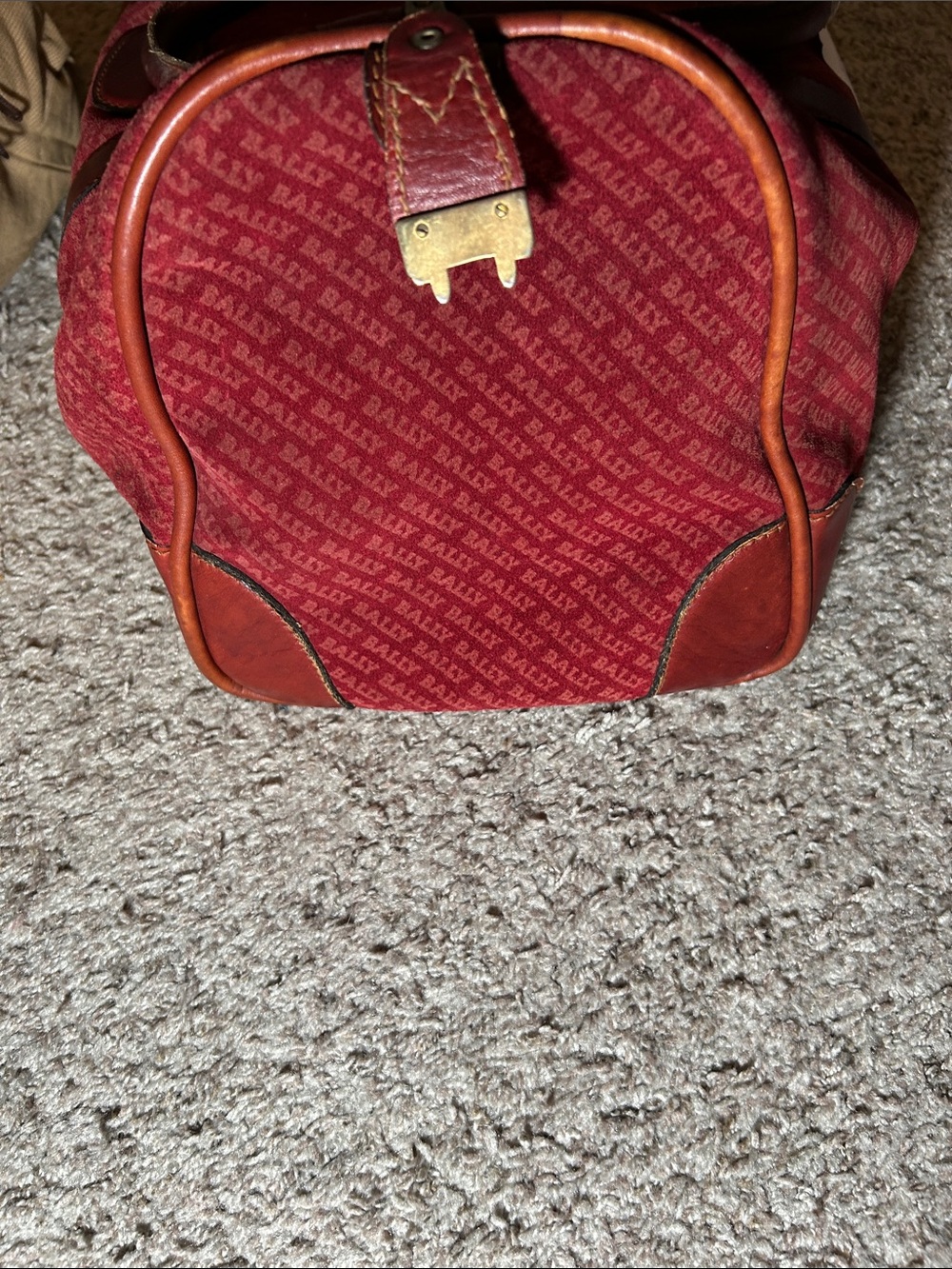 Bally Red Monogram Travel Duffel with Leather Trim - Picture 3 of 11
